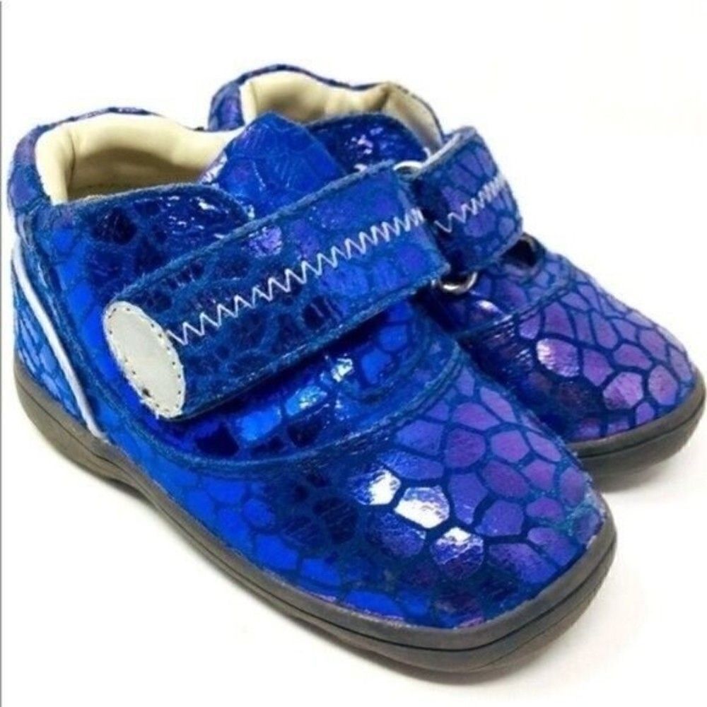 UMI Audra baby leather boots US5.5 EU21 BoxS holographic purple blue